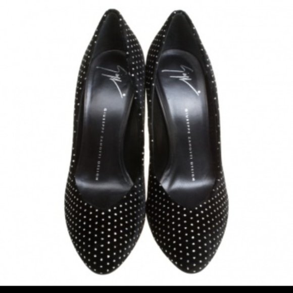 Rare glitter embossed star like dots velvet pumps - Picture 5 of 7